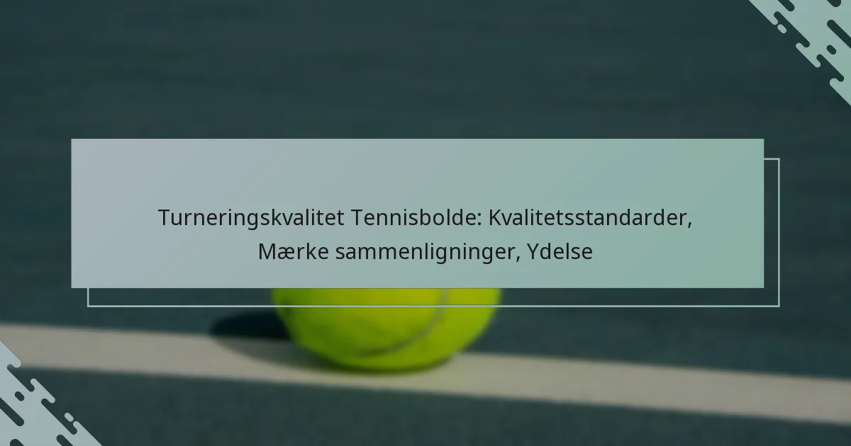 Turneringskvalitet Tennisbolde: Kvalitetsstandarder, Mærke sammenligninger, Ydelse