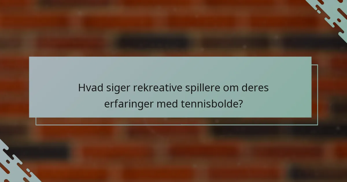 Hvad siger rekreative spillere om deres erfaringer med tennisbolde?