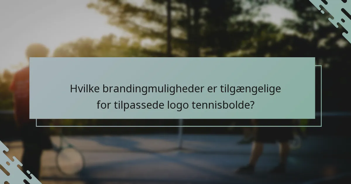 Hvilke brandingmuligheder er tilgængelige for tilpassede logo tennisbolde?
