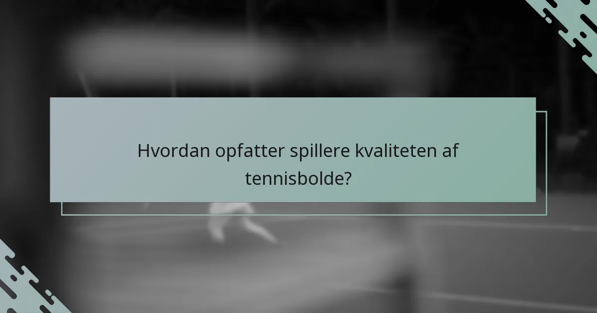 Hvordan opfatter spillere kvaliteten af tennisbolde?