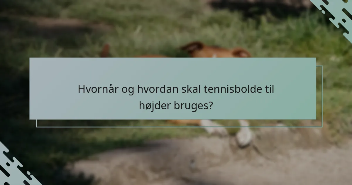 Hvornår og hvordan skal tennisbolde til højder bruges?